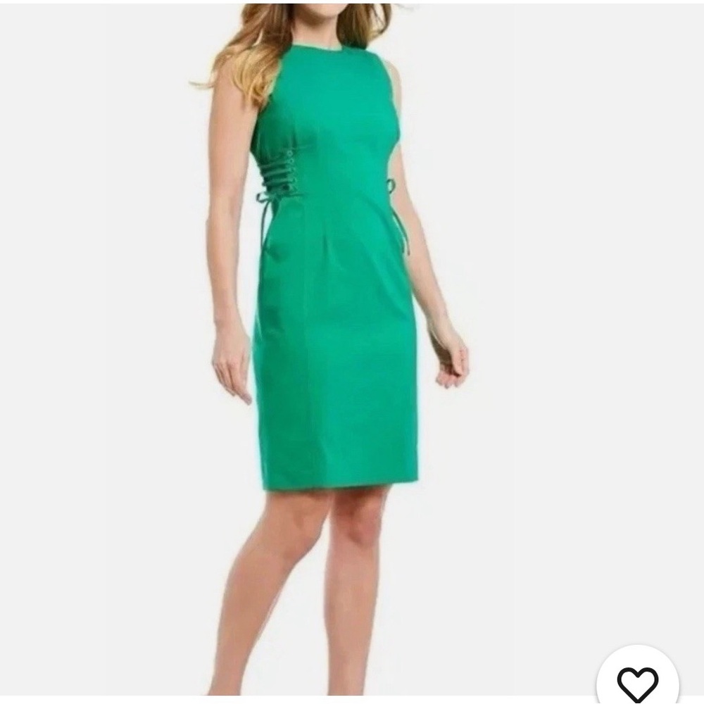 Calvin Klein, Elegant Green Sleeveless Midi Dress